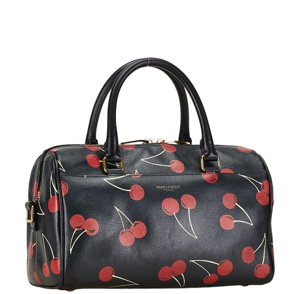 サンローラン チェリー ベイビーダッフル ハンドバッグ ショルダーバッグ 2WAY 330958 ブラック レザー レディース SAINT LAURENT 【中古】