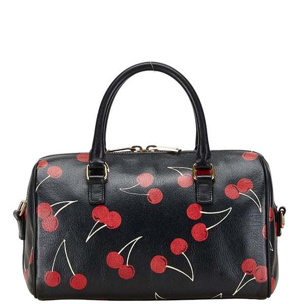 サンローラン チェリー ベイビーダッフル ハンドバッグ ショルダーバッグ 2WAY 330958 ブラック レザー レディース SAINT LAURENT 【中古】
