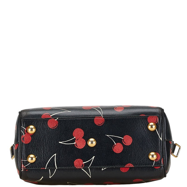 サンローラン チェリー ベイビーダッフル ハンドバッグ ショルダーバッグ 2WAY 330958 ブラック レザー レディース SAINT LAURENT 【中古】