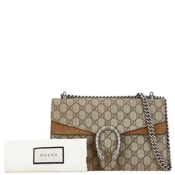 グッチ GGスプリーム デュオニュソス チェーン ショルダーバッグ 400249 ベージュ PVC レザー レディース GUCCI 【中古】