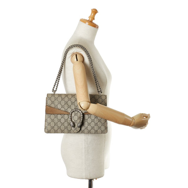 グッチ GGスプリーム デュオニュソス チェーン ショルダーバッグ 400249 ベージュ PVC レザー レディース GUCCI 【中古】