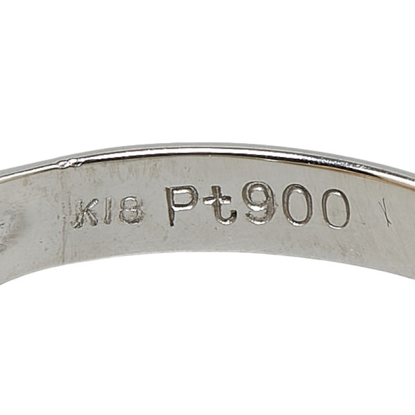 Pt900 プラチナ K18YG イエローゴールド コンビ ダイヤ リング 指輪 #55 レディース 15号 【中古】