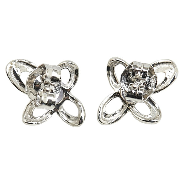 Pt850 プラチナ アイオライト 花 フラワー モチーフ ピアス レディース 【中古】