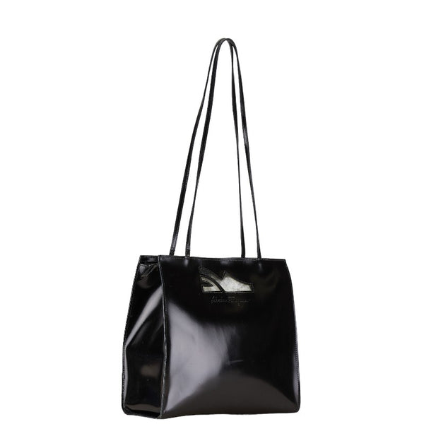 サルヴァトーレフェラガモ ロゴ トートバッグ ショルダーバッグ ブラック パテントレザー レディース Salvatore Ferragamo 【中古】