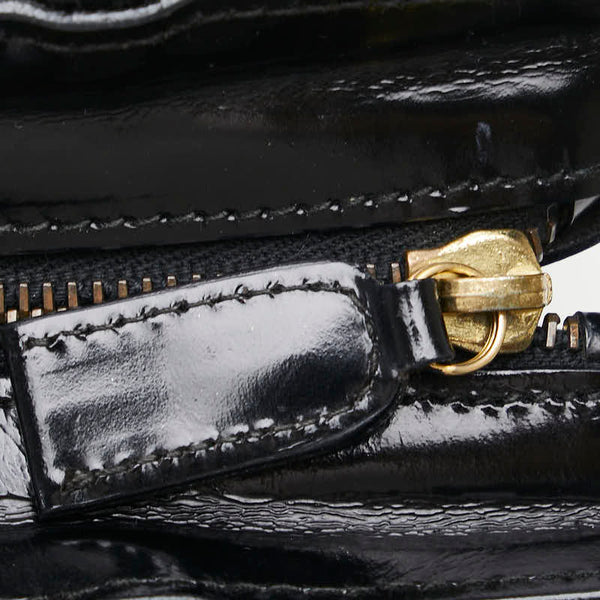 サルヴァトーレフェラガモ ロゴ トートバッグ ショルダーバッグ ブラック パテントレザー レディース Salvatore Ferragamo 【中古】