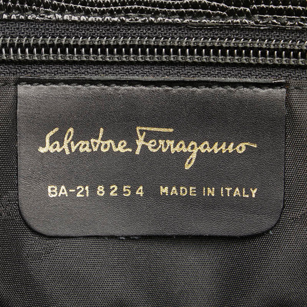 サルヴァトーレフェラガモ ヴァラ トートバッグ ショルダーバッグ BA-21 8254 ブラック レザー レディース Salvatore Ferragamo 【中古】