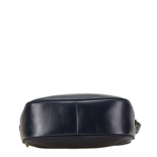 サルヴァトーレフェラガモ ヴァラリボン 斜め掛け ショルダーバッグ ネイビー レザー レディース Salvatore Ferragamo 【中古】