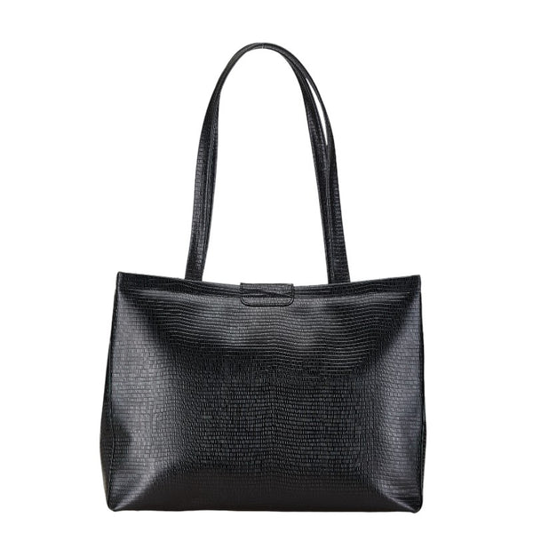 サルヴァトーレフェラガモ ヴァラ クロコ型押し トートバッグ ハンドバッグ AF-21 8254 ブラック レザー レディース Salvatore Ferragamo 【中古】