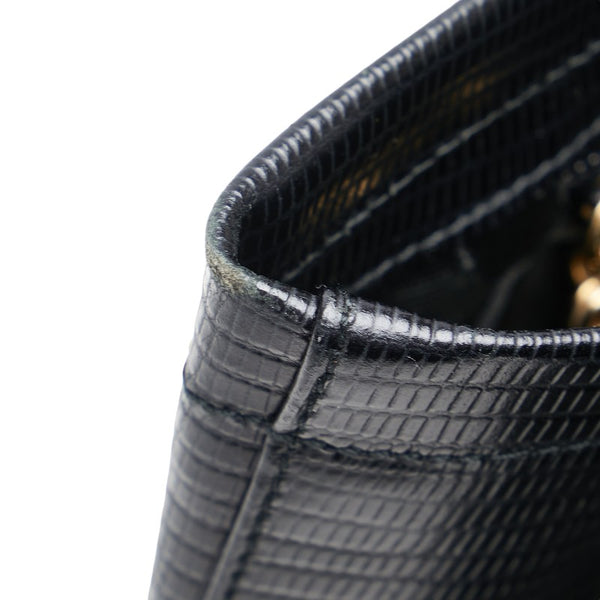 サルヴァトーレフェラガモ ヴァラ クロコ型押し トートバッグ ハンドバッグ AF-21 8254 ブラック レザー レディース Salvatore Ferragamo 【中古】