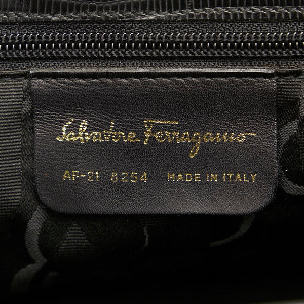 サルヴァトーレフェラガモ ヴァラ クロコ型押し トートバッグ ハンドバッグ AF-21 8254 ブラック レザー レディース Salvatore Ferragamo 【中古】