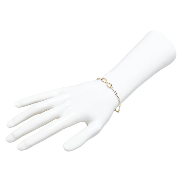 ノーブランド K18YG イエローゴールド ダイヤ0.03ct インフィニティ チェーン ブレスレット レディース no brand 【中古】