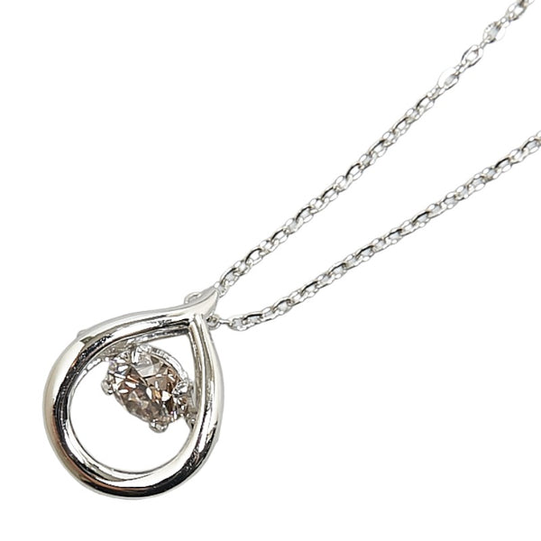 Pt900 プラチナ Pt850 プラチナ ダイヤ0.20ct 雫 ティアドロップ モチーフ ネックレス レディース 【中古】