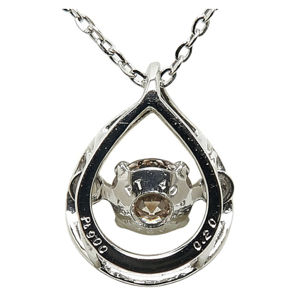 Pt900 プラチナ Pt850 プラチナ ダイヤ0.20ct 雫 ティアドロップ モチーフ ネックレス レディース 【中古】