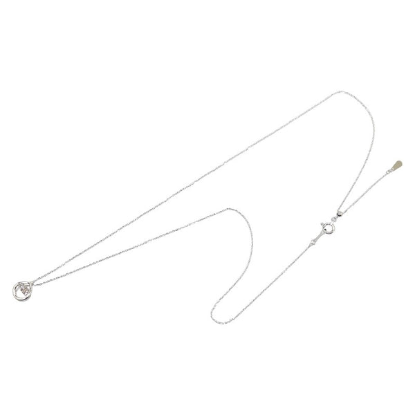 Pt900 プラチナ Pt850 プラチナ ダイヤ0.20ct 雫 ティアドロップ モチーフ ネックレス レディース 【中古】