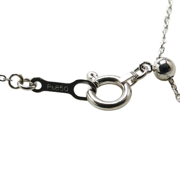 Pt900 プラチナ Pt850 プラチナ ダイヤ0.20ct 雫 ティアドロップ モチーフ ネックレス レディース 【中古】