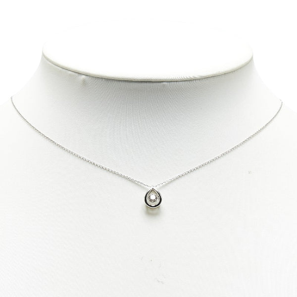 Pt900 プラチナ Pt850 プラチナ ダイヤ0.20ct 雫 ティアドロップ モチーフ ネックレス レディース 【中古】