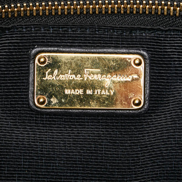 サルヴァトーレフェラガモ ハンドバッグ トートバッグ ブラック レザー エナメル レディース Salvatore Ferragamo 【中古】