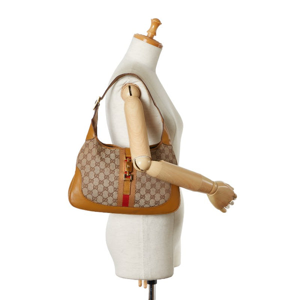 グッチ ジャッキー シェリー ワンショルダー 001 3306 ベージュ キャンバス レザー レディース GUCCI 【中古】