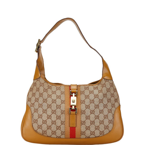 グッチ ジャッキー シェリー ワンショルダー 001 3306 ベージュ キャンバス レザー レディース GUCCI 【中古】