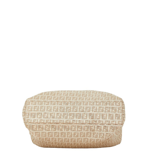 フェンディ ズッカ トートバッグ ベージュ キャンバス レザー レディース FENDI 【中古】