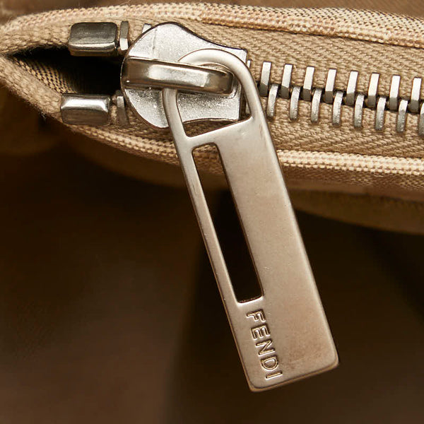 フェンディ ズッカ トートバッグ ベージュ キャンバス レザー レディース FENDI 【中古】