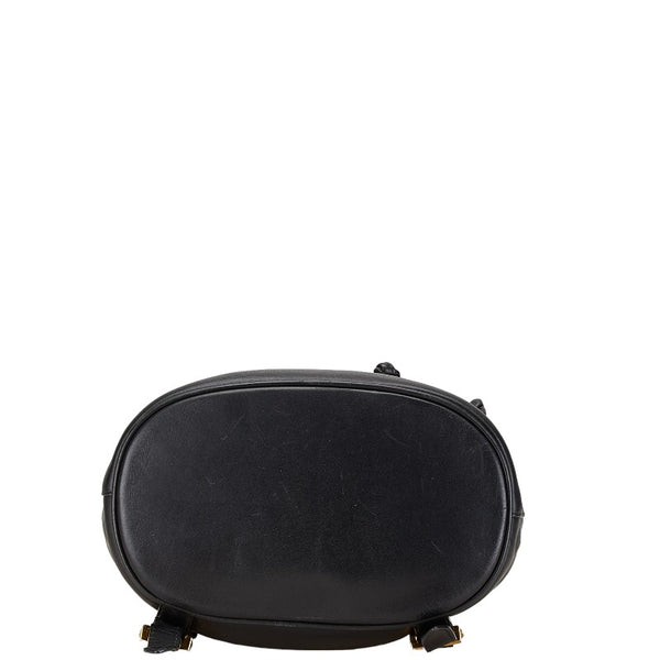 サルヴァトーレフェラガモ ガンチーニ リュック バックパック ブラック レザー ラフィア レディース Salvatore Ferragamo 【中古】