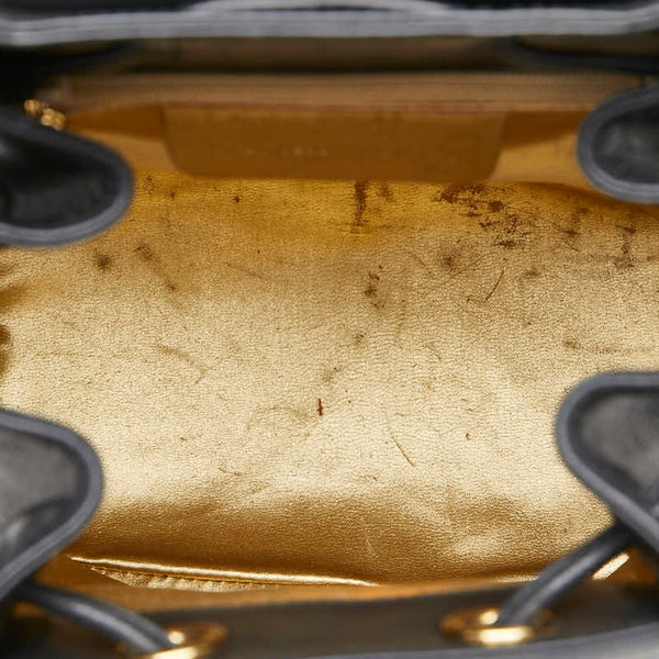 サルヴァトーレフェラガモ ガンチーニ リュック バックパック ブラック レザー ラフィア レディース Salvatore Ferragamo 【中古】