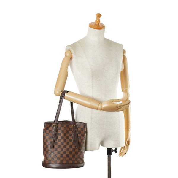 ルイ ヴィトン ダミエ マレ トートバッグ ショルダーバッグ バケツ N42240 ブラウン PVC レザー レディース LOUIS VUITTON 【中古】