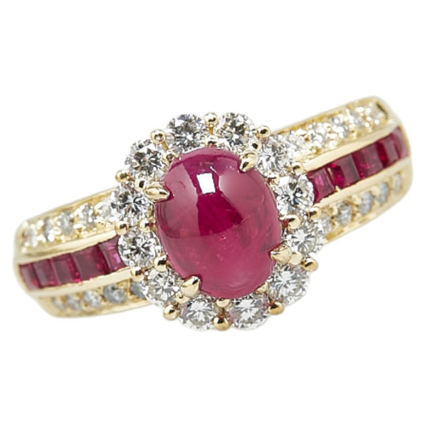 K18YG イエローゴールド ルビー1.64ct ダイヤ0.36ct リング 指輪 #51 レディース 11号 【中古】