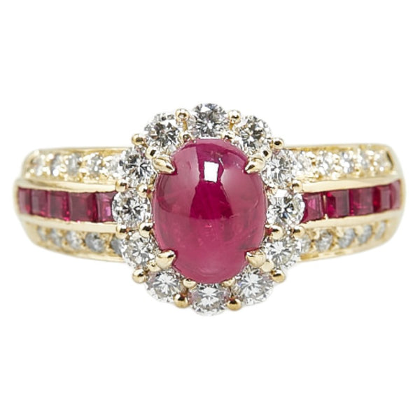 K18YG イエローゴールド ルビー1.64ct ダイヤ0.36ct リング 指輪 #51 レディース 11号 【中古】