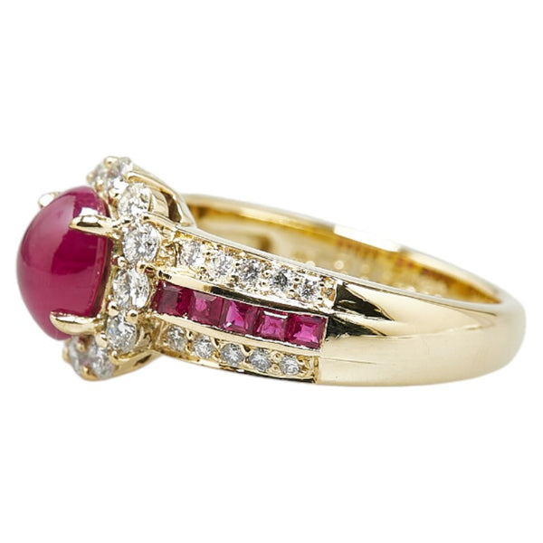 K18YG イエローゴールド ルビー1.64ct ダイヤ0.36ct リング 指輪 #51 レディース 11号 【中古】