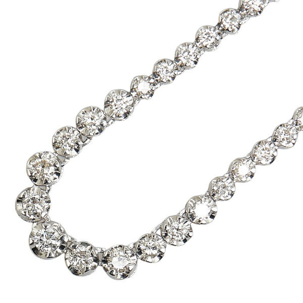 Pt900 プラチナ ダイヤ5.02ct テニスチェーン ネックレス レディース 【中古】