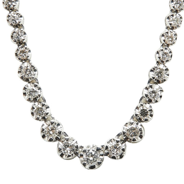 Pt900 プラチナ ダイヤ5.02ct テニスチェーン ネックレス レディース 【中古】