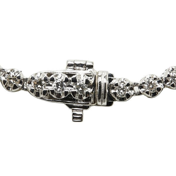 Pt900 プラチナ ダイヤ5.02ct テニスチェーン ネックレス レディース 【中古】
