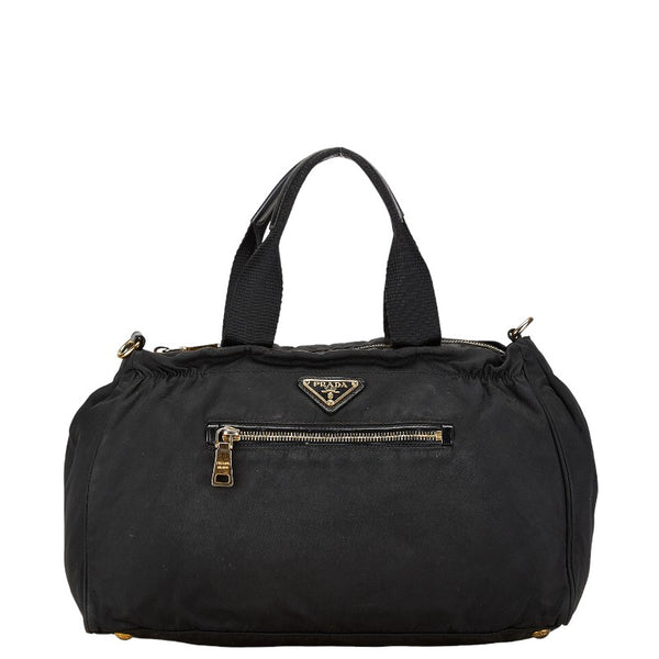 プラダ 三角ロゴプレート ハンドバッグ ショルダーバッグ 2WAY ブラック ナイロン レザー レディース PRADA 【中古】