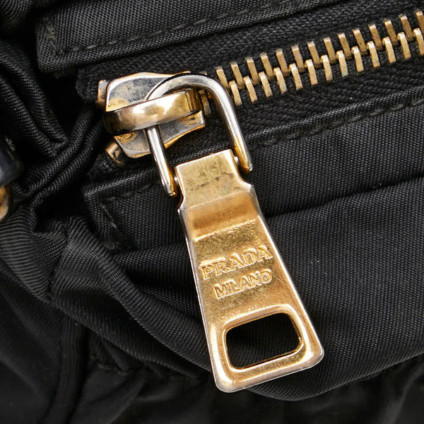 プラダ 三角ロゴプレート ハンドバッグ ショルダーバッグ 2WAY ブラック ナイロン レザー レディース PRADA 【中古】