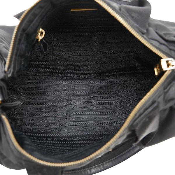 プラダ 三角ロゴプレート ハンドバッグ ショルダーバッグ 2WAY ブラック ナイロン レザー レディース PRADA 【中古】
