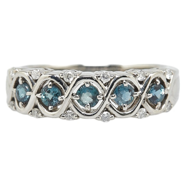 Pt900 プラチナ アレキサンドライト0.37ｃｔ ダイヤ0.12ct リング 指輪 #54 レディース 14.5号 【中古】