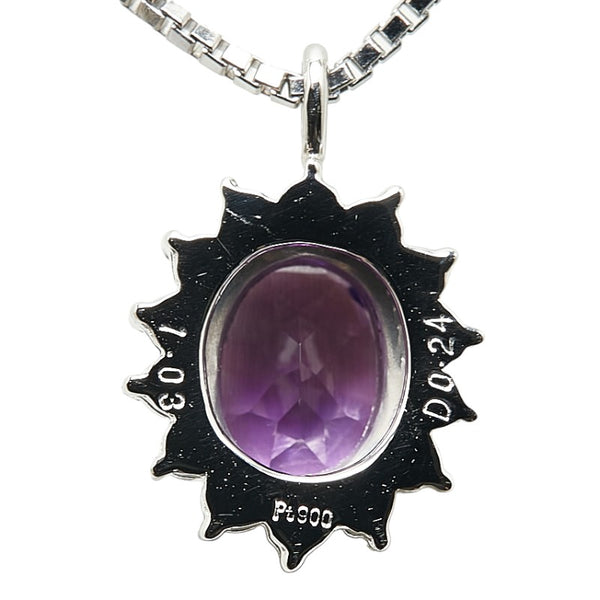 Pt900 プラチナ Pt850 プラチナ アメジスト1.03ct ダイヤ0.24ct ペンダントネックレス レディース 【中古】