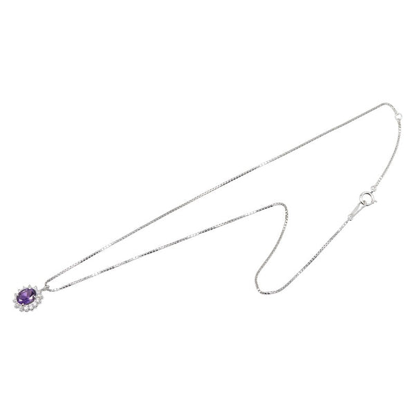 Pt900 プラチナ Pt850 プラチナ アメジスト1.03ct ダイヤ0.24ct ペンダントネックレス レディース 【中古】