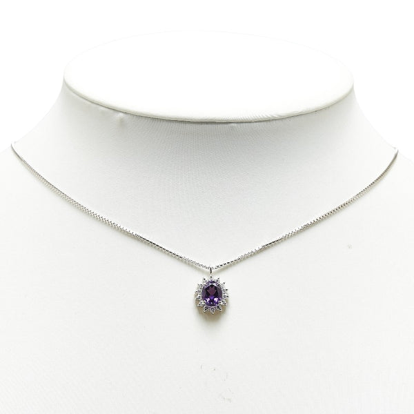 Pt900 プラチナ Pt850 プラチナ アメジスト1.03ct ダイヤ0.24ct ペンダントネックレス レディース 【中古】