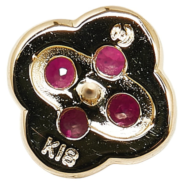 タサキ K18YG イエローゴールド ルビー 花 フラワー クローバー モチーフ ピアス レディース TASAKI 【中古】