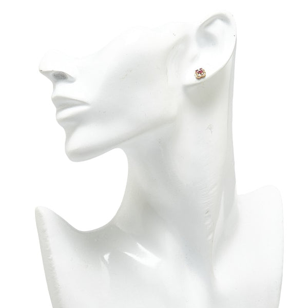 タサキ K18YG イエローゴールド ルビー 花 フラワー クローバー モチーフ ピアス レディース TASAKI 【中古】