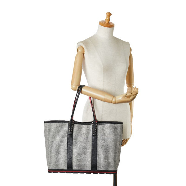 クリスチャンルブタン スタッズ カバタ ハンドバッグ トートバッグ グレー ブラック レザー レディース Christian Louboutin 【中古】