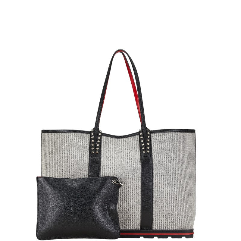 クリスチャンルブタン スタッズ カバタ ハンドバッグ トートバッグ グレー ブラック レザー レディース Christian Louboutin 【中古】