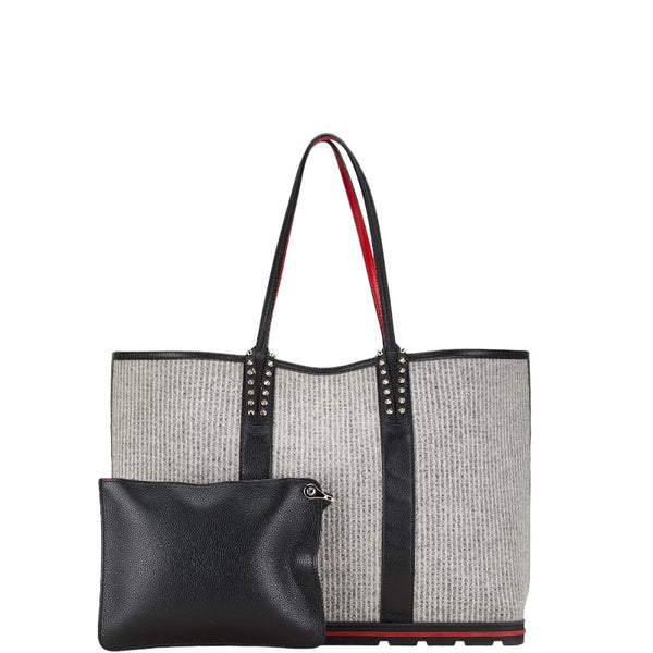 クリスチャンルブタン スタッズ カバタ ハンドバッグ トートバッグ グレー ブラック レザー レディース Christian Louboutin 【中古】