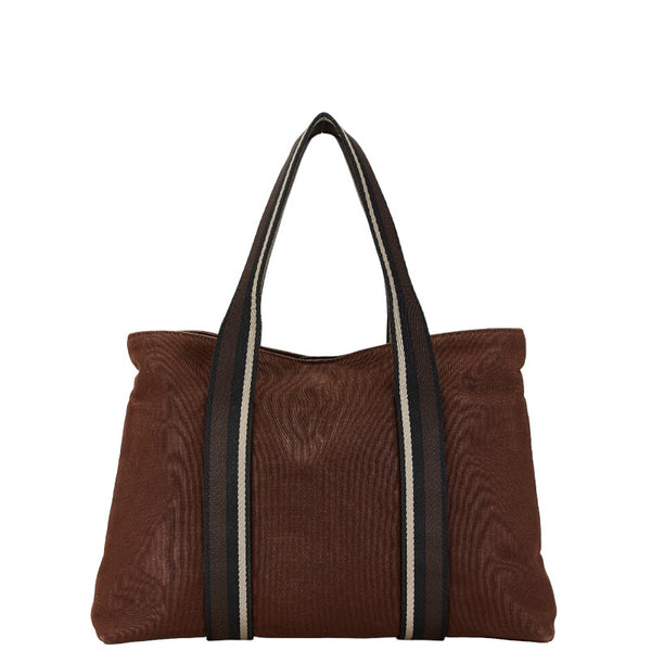 エルメス トロカホリゾンタルMM トートバッグ ハンドバッグ ブラウン キャンバス レザー レディース HERMES 【中古】