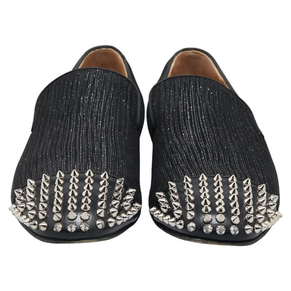 クリスチャンルブタン スタッズ ローファー スリッポン サイズ:41 1/2 ブラック スウェード レザー メンズ Christian Louboutin 【中古】