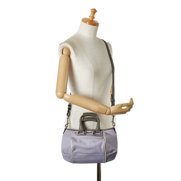 クロエ エテル ハンドバッグ ショルダーバッグ 2WAY 01-13-50-65 グレー ホワイト レザー レディース Chloe 【中古】