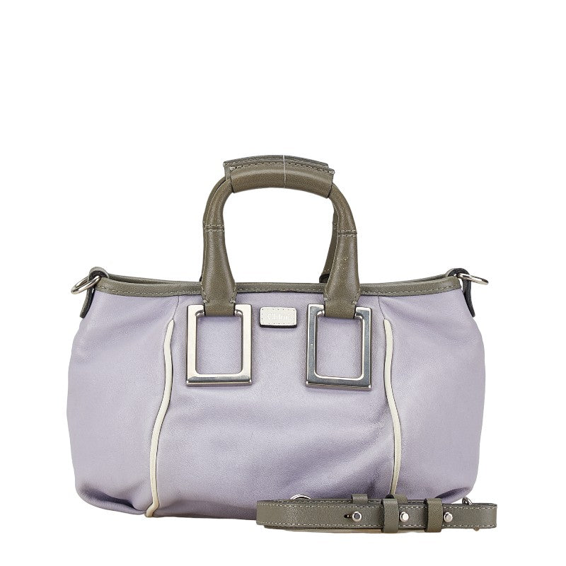 クロエ エテル ハンドバッグ ショルダーバッグ 2WAY 01-13-50-65 グレー ホワイト レザー レディース Chloe 【中古】